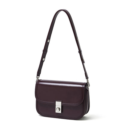 Cowhide Leather Messenger Crossbody Bag – Color Options in Wine Red
