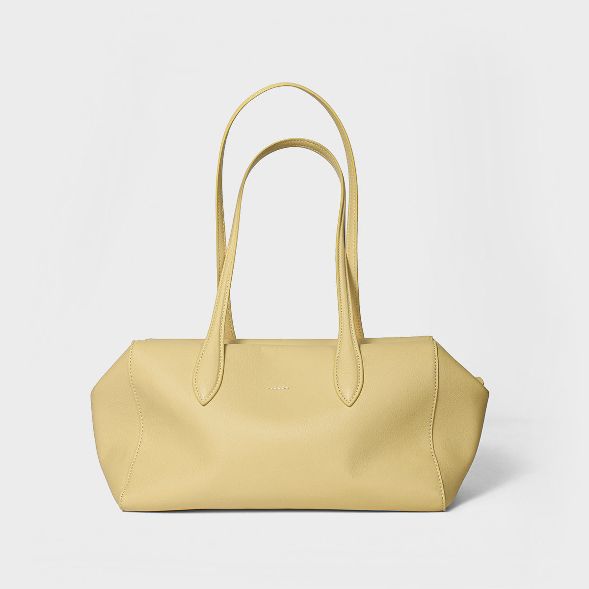 Goose-yellow leather shoulder tote shown from the front