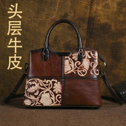 Top-Grain Cowhide Small Plus Crossbody Bag in Coffee