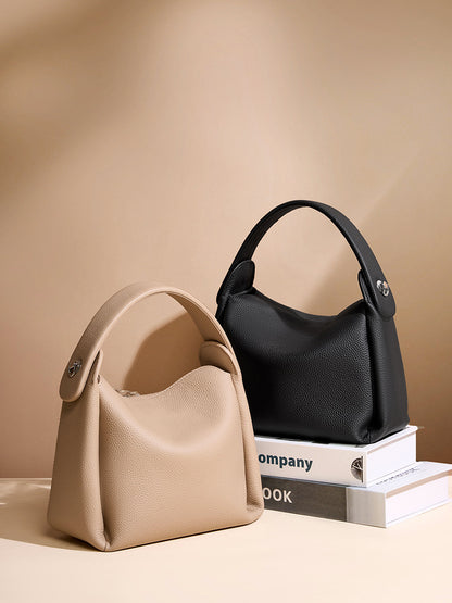 Pebbled Cowhide Leather Small Top-Handle Crossbody Bag — group shot with other colourways