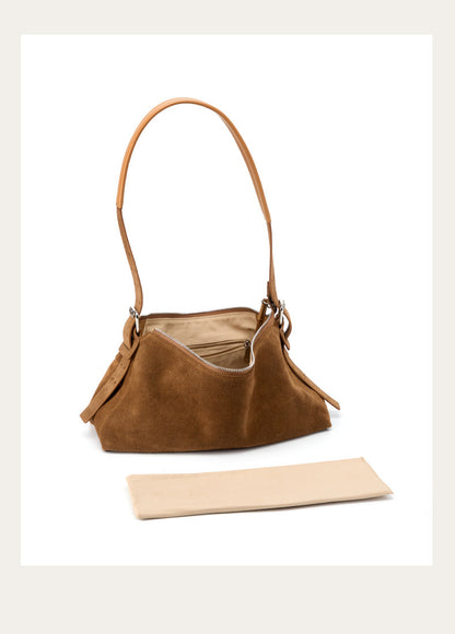 Open bag showing the polyester lining and inner pockets