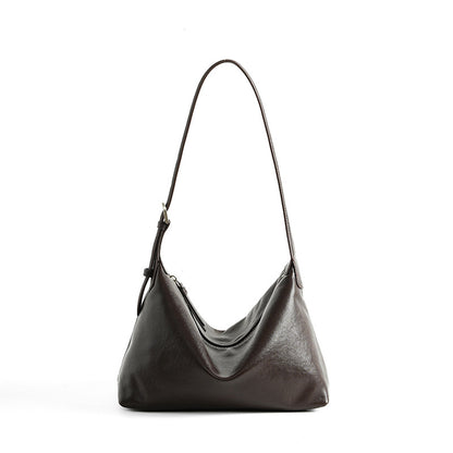 Top-Grain Cowhide Hobo Shoulder Bag – Color Options in Chocolate