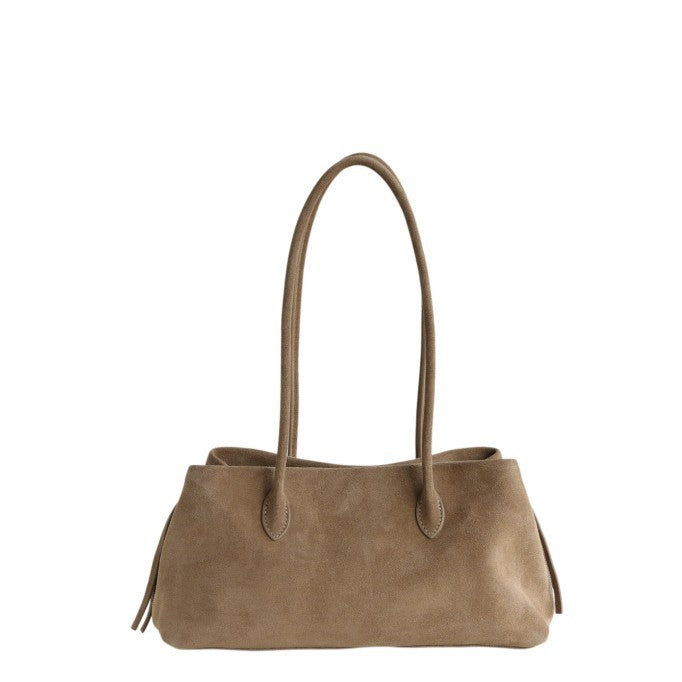 Taupe shoulder tote front view