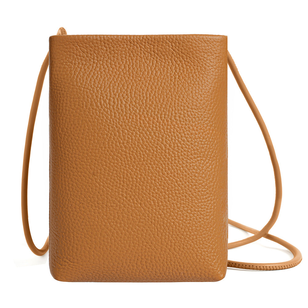 Cowhide Leather Micro Crossbody Phone Bag – Color Options in Coffee