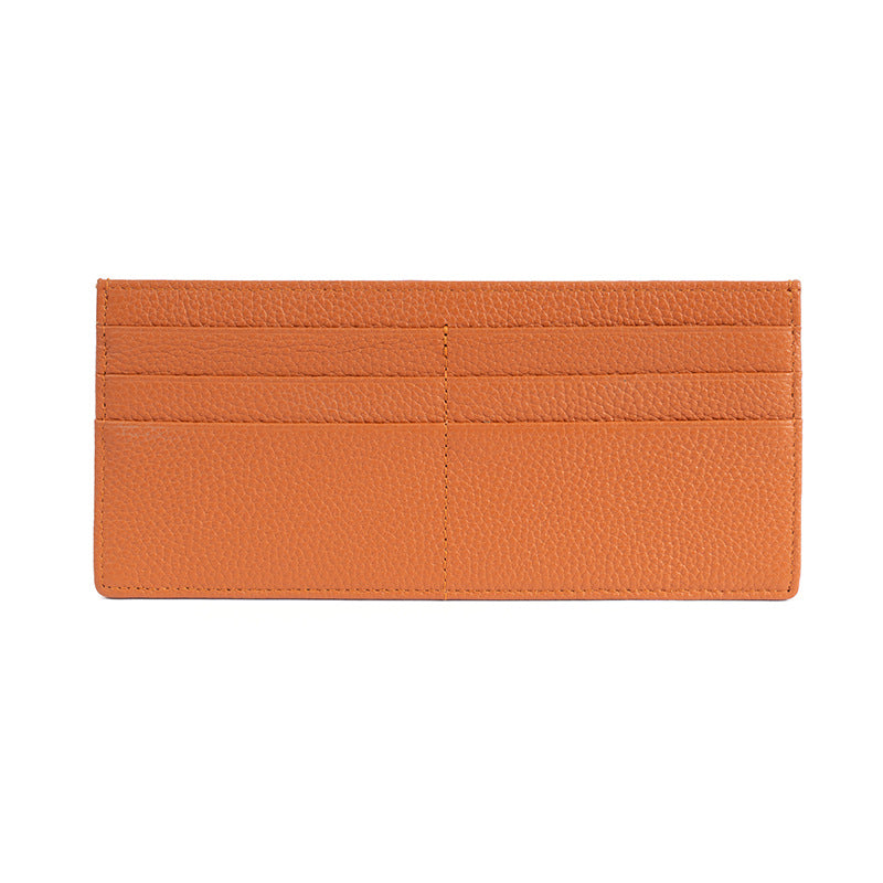 Orange minimalist leather long wallet with painted edge detail