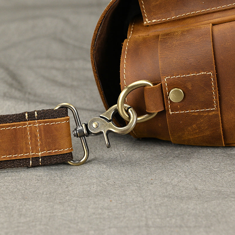 Top-Grain Cowhide Camera Crossbody Bag