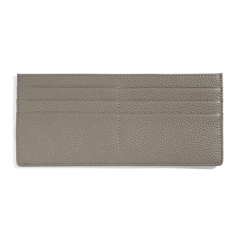 Light gray pebble-grain leather wallet interior card slots view