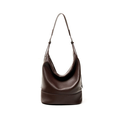 Lambskin Small Shoulder Bucket Bag in Coffee