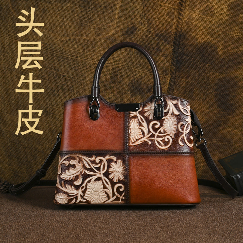 Top-Grain Cowhide Small Plus Crossbody Bag in Brown