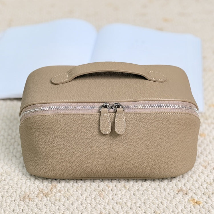 Windcoat gray cowhide pouch with zip-top closure