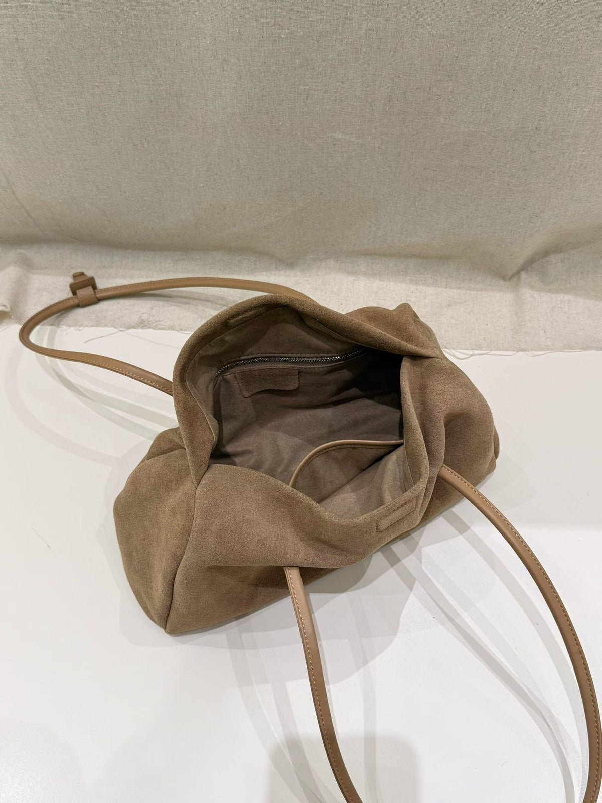 Apricot color tote shown from the front