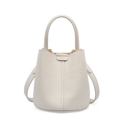 Top-Grain Cowhide Mini Bucket Bag in Off-White