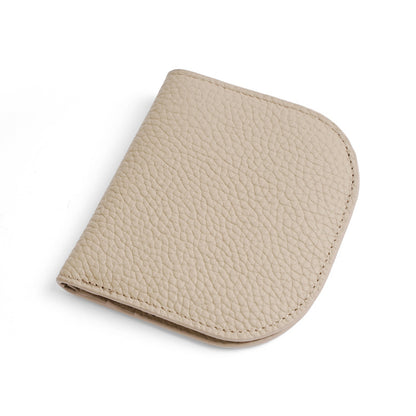 Cowhide Leather Compact Bifold Wallet in Ivory