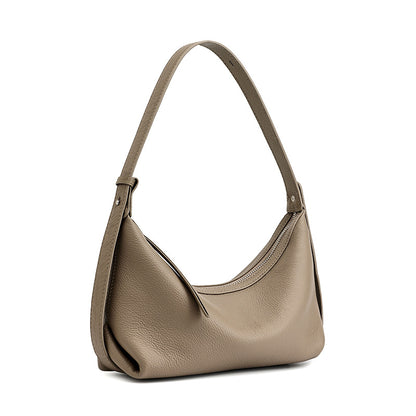 Elephant grey leather hobo bag on white background