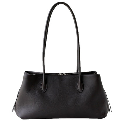 Black leather tote with long handles
