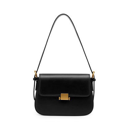 Cowhide Leather Small Shoulder Bag in Black
