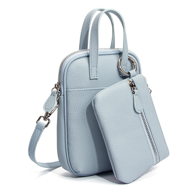 Alice Blue Mara cowhide small crossbody bag with detachable pouch
