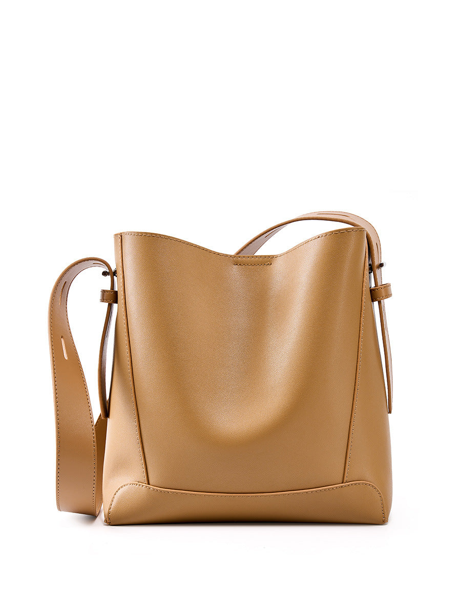 Salt Khaki bucket bag on white background