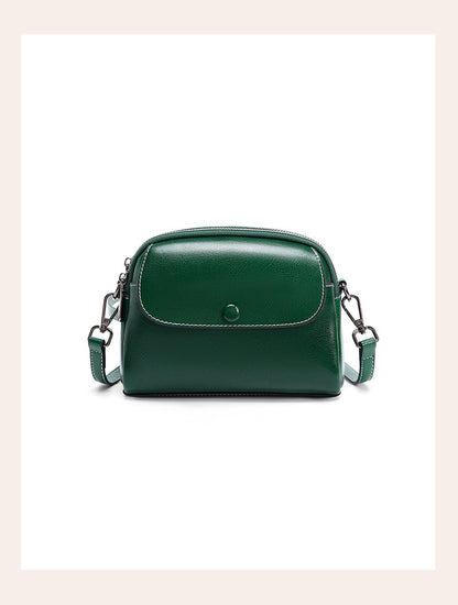 Avocado green oil-waxed cowhide crossbody bag front view