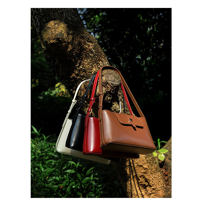 Genuine Leather Envelope Shoulder Bag with Adjustable Strap — group shot with other colourways