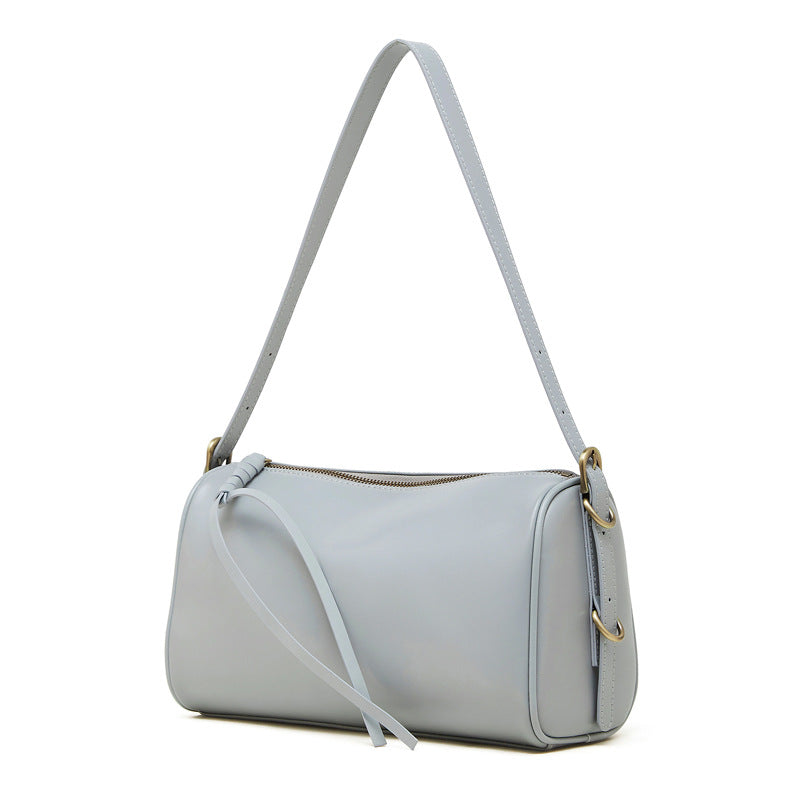 Cowhide Leather Small Crossbody Bag with Adjustable Strap in Light Blue