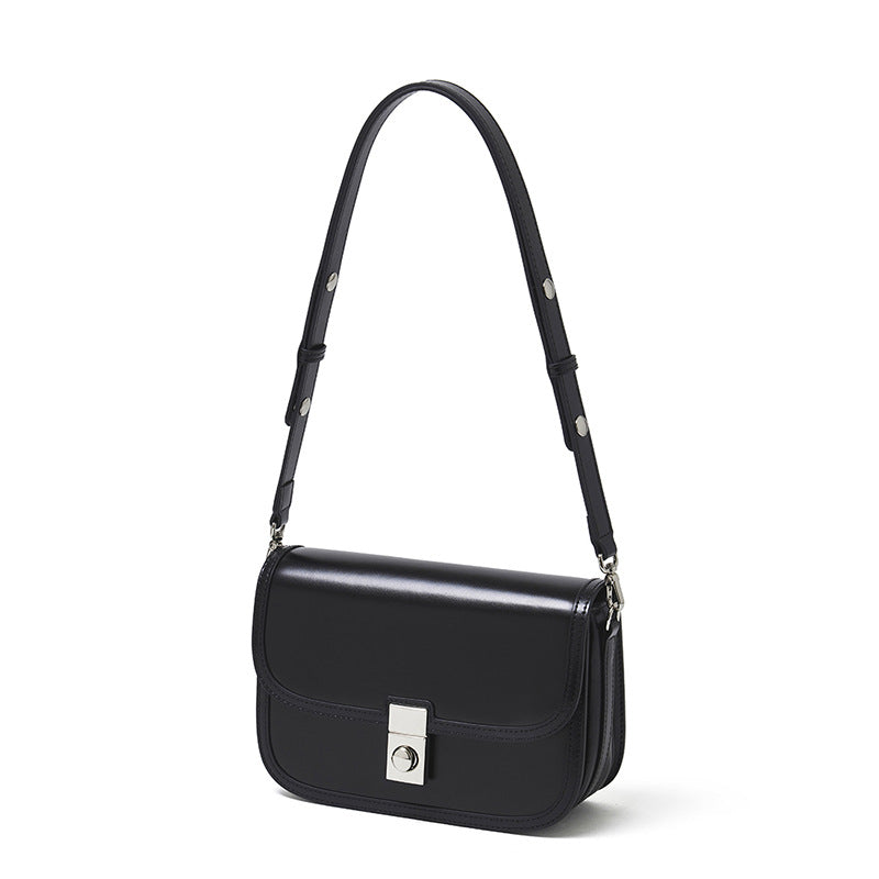 Cowhide Leather Messenger Crossbody Bag – Color Options in Black