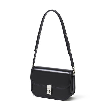 Cowhide Leather Messenger Crossbody Bag – Color Options in Black