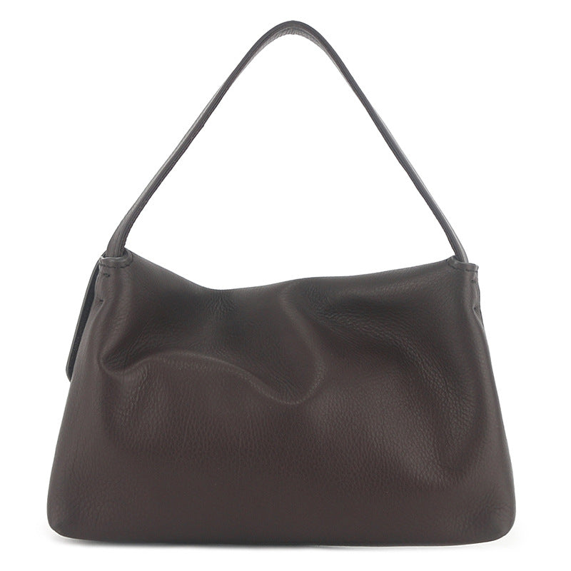 Coffee lambskin bag shown from the back