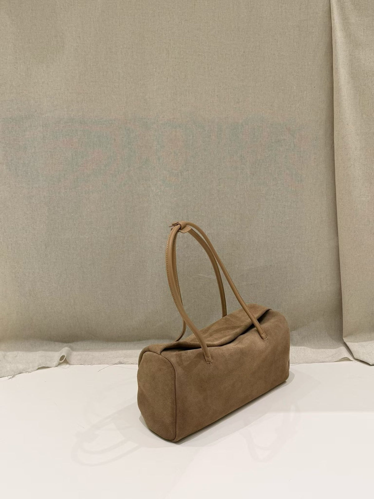 Overhead view into the canvas-lined tote