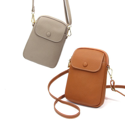 Top-Grain Cowhide Leather Mini Crossbody Phone Bag