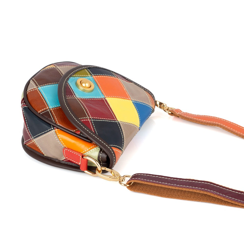 Angled side view of the flap and bag body