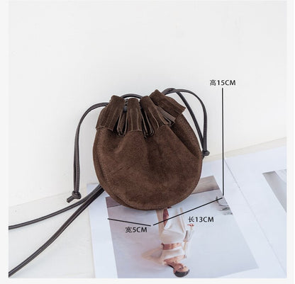 Suede cowhide surface and stitched details in close view