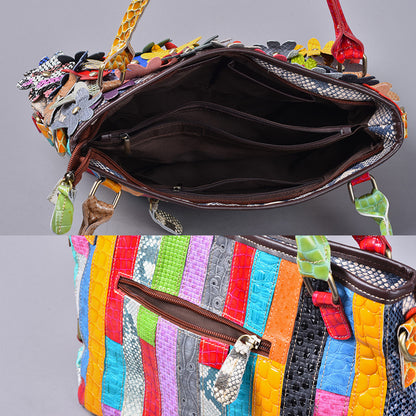 Open bag interior with zip pocket and close-up of exterior zipper pocket