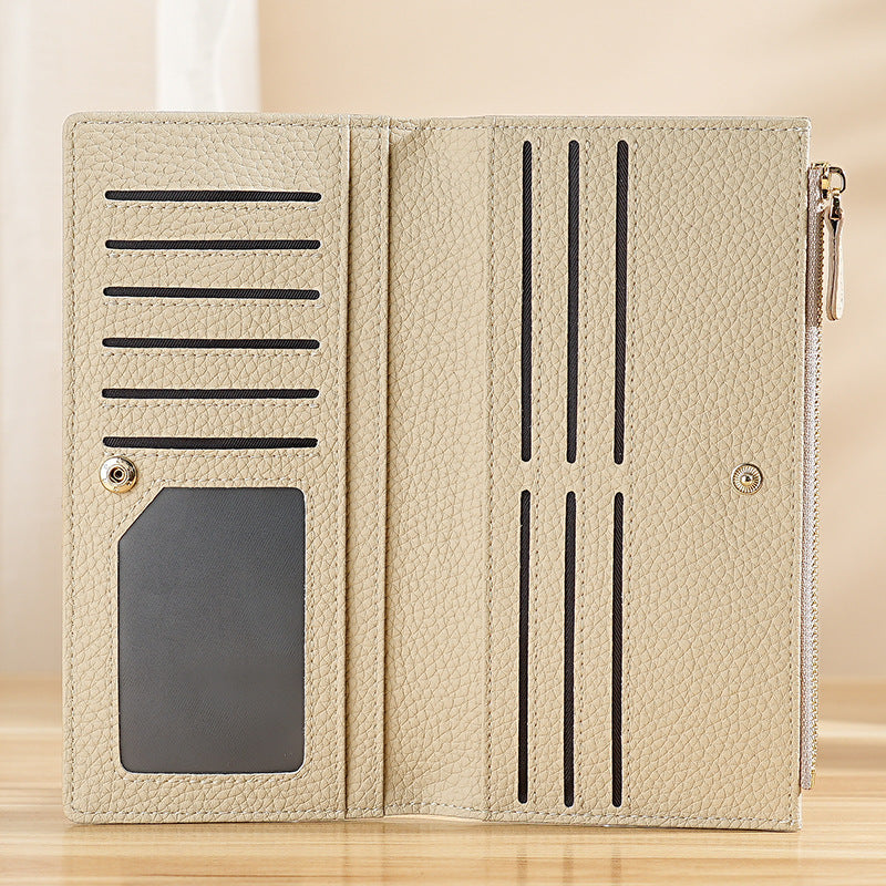 Open wallet showing card slots and identification window