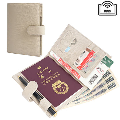 Ivory genuine leather passport holder wallet shown from the front on a neutral background