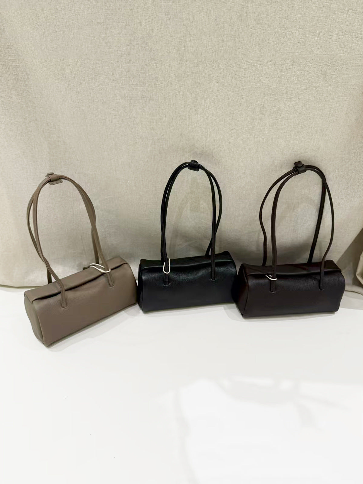 Three color options of the cowhide shoulder bag