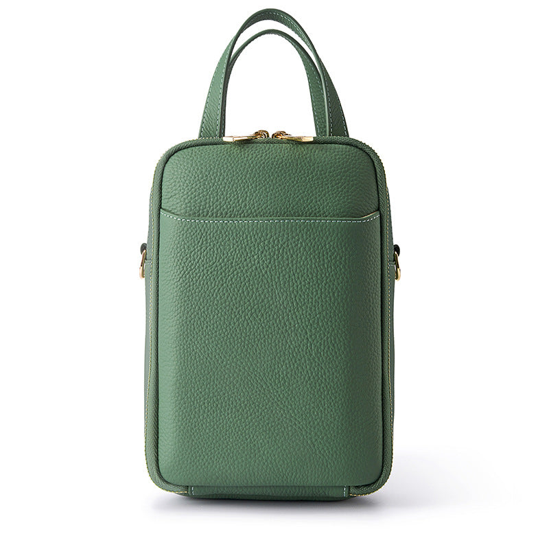 Cowhide Leather Vertical Phone Crossbody Bag – Color Options in Green