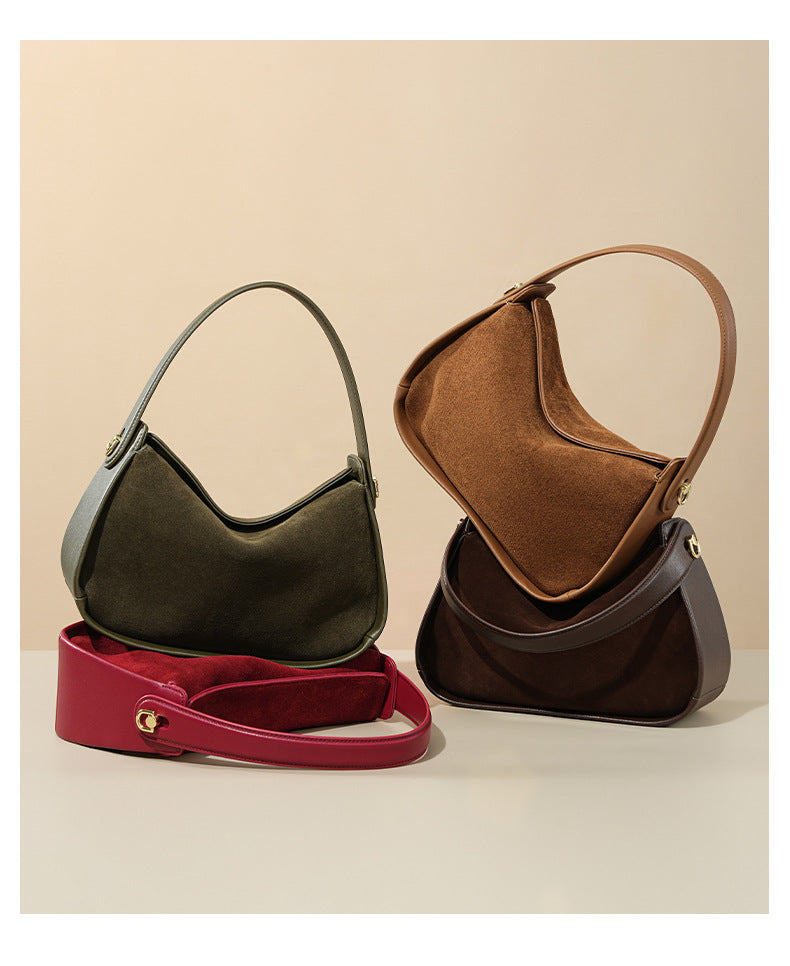 Brown, green, red, and coffee bags shown from multiple angles