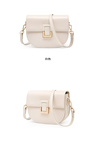White saddle bag front view with two angles