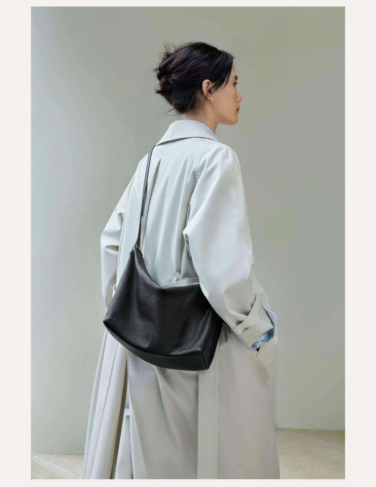 Black hobo shoulder bag viewed from the back