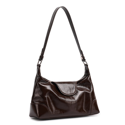 Cowhide Leather Small Shoulder Bag with Adjustable Strap in Coffee
