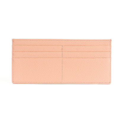 Pink slim leather wallet with card holder layout detail