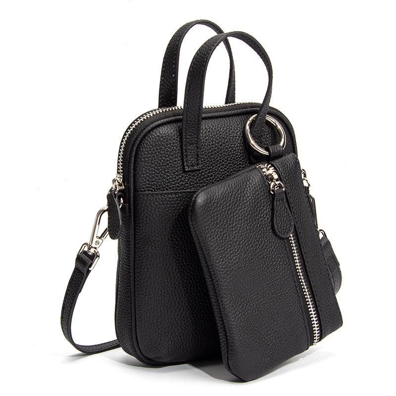 Pebbled Cowhide Micro Crossbody Bag in Black