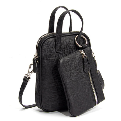 Pebbled Cowhide Micro Crossbody Bag in Black