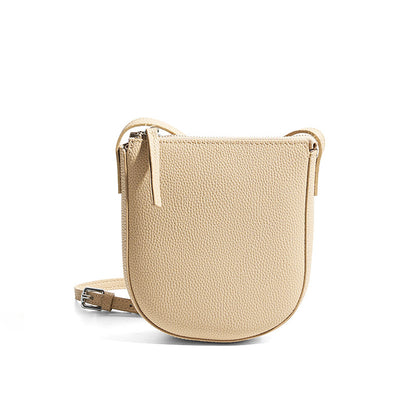 Cowhide Leather Mini Crossbody Phone Bag in Apricot
