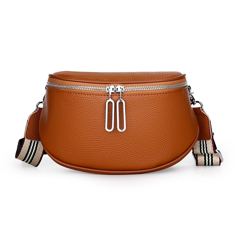 Cowhide Mini Crossbody Bag in Light Brown, 7.9 x 3.9 x 5.5 in