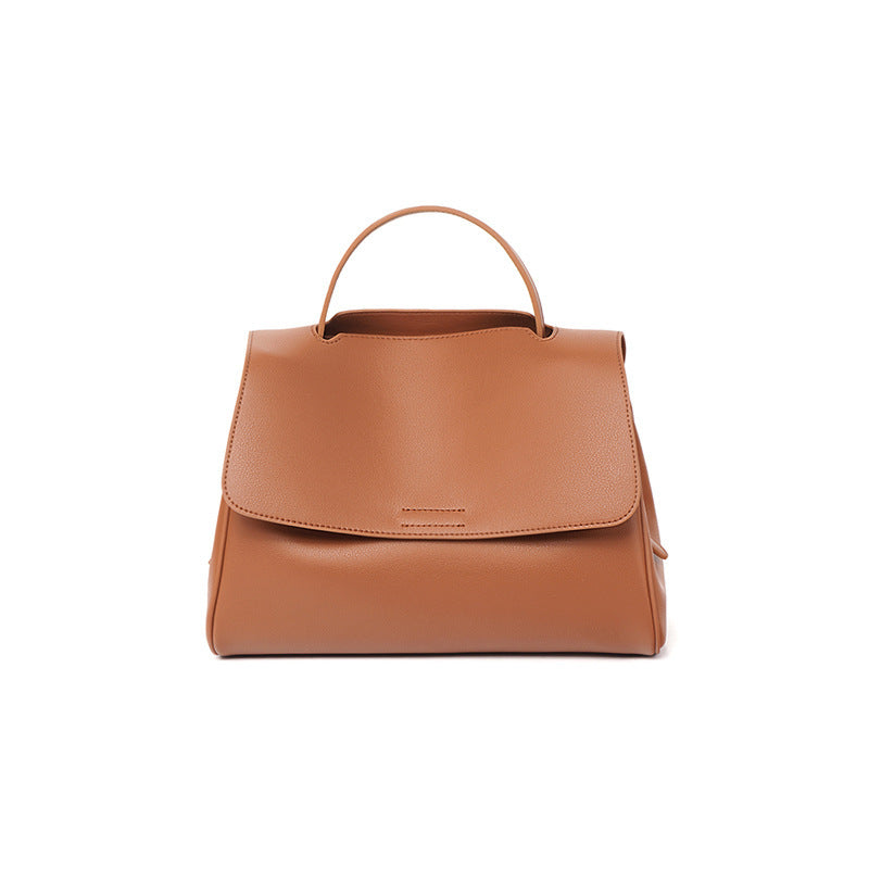Cowhide Leather Mini Top-Handle Crossbody Bag in Brown