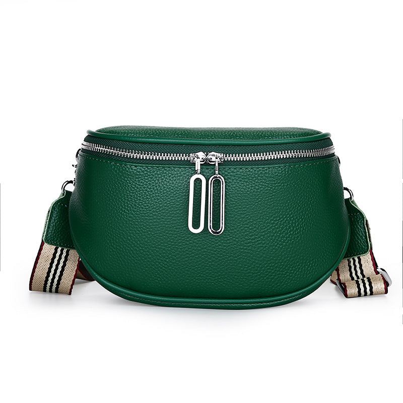 Cowhide Mini Crossbody Bag in Dark Green, 7.9 x 3.9 x 5.5 in