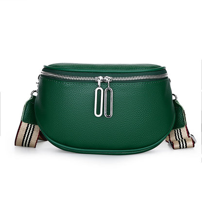 Cowhide Mini Crossbody Bag in Dark Green, 7.9 x 3.9 x 5.5 in