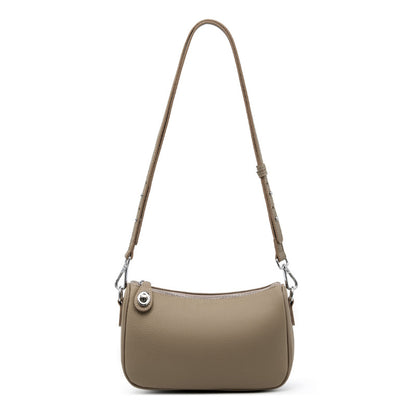Pebbled Cowhide Leather Crossbody Bag in Taupe
